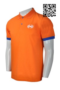 P700 設計男裝Polo恤款式  訂造繡花Polo款式 撞色袖  自訂Polo恤款式  Polo恤製造商    橙色
